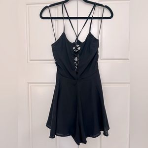 EXPRESS Black Lace Up Sleeveless Romper